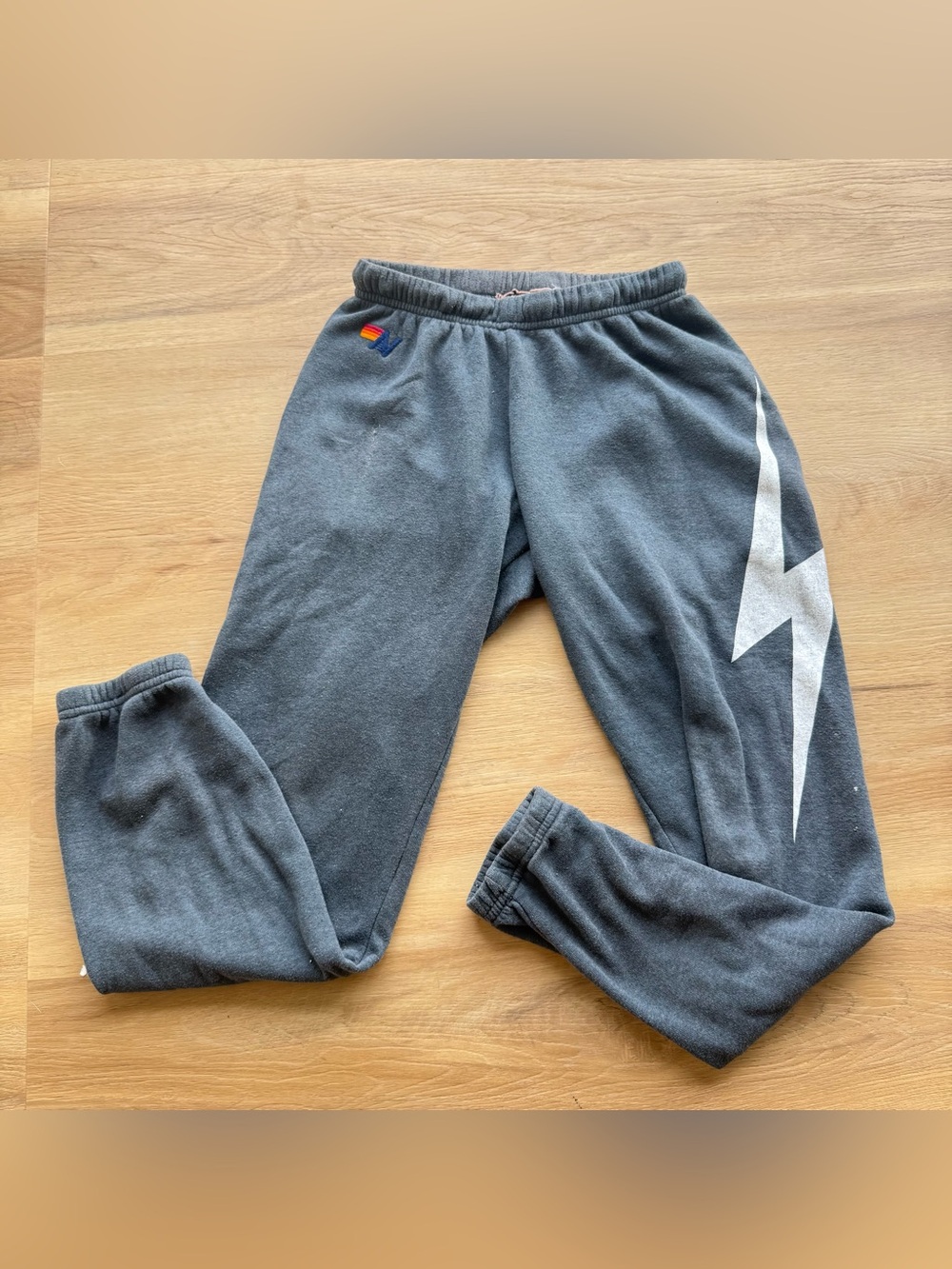Aviator Nation Charcoal Grey Lightning Track Joggers XS Lightning logo